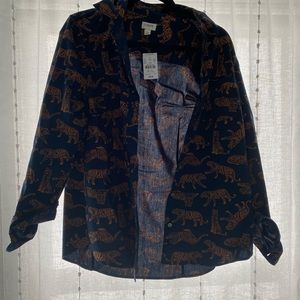 J Crew collard shirt lion blouse